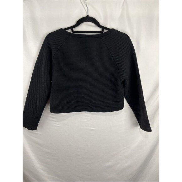 Aritzia Talula Black Ribbed Cropped Long-Sleeved Top Womens Size M - Picture 5 of 8